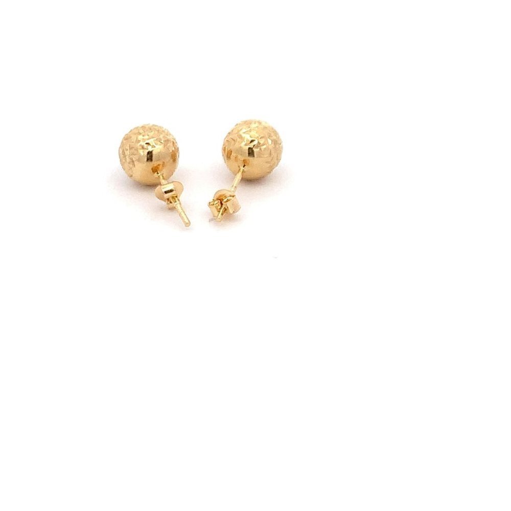 18K Yellow Gold Earrings Stud Ball Textured 1.44 grams - Picture 3 of 13